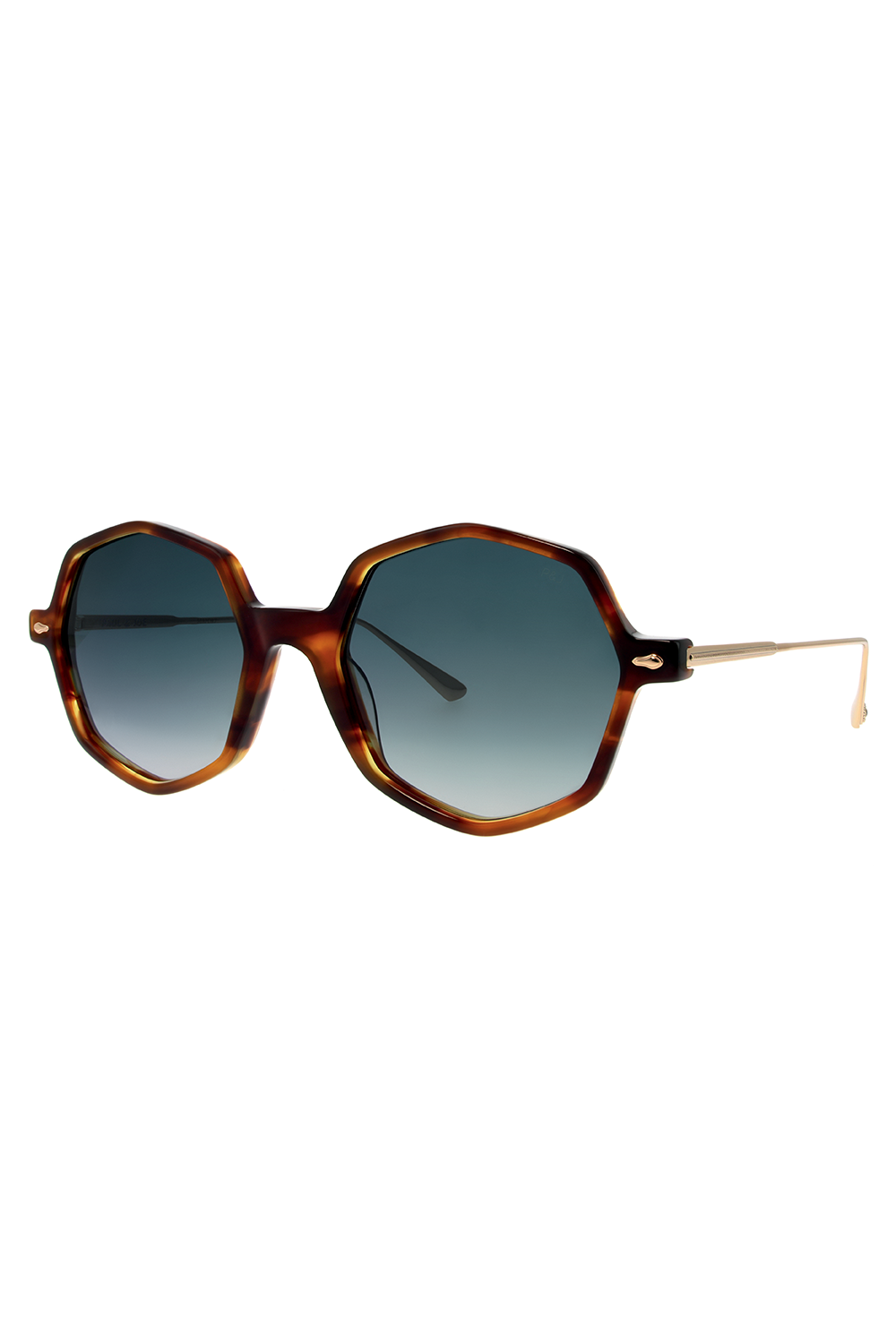 Lunettes de soleil octogonales au motif écaille - Marine et Marron